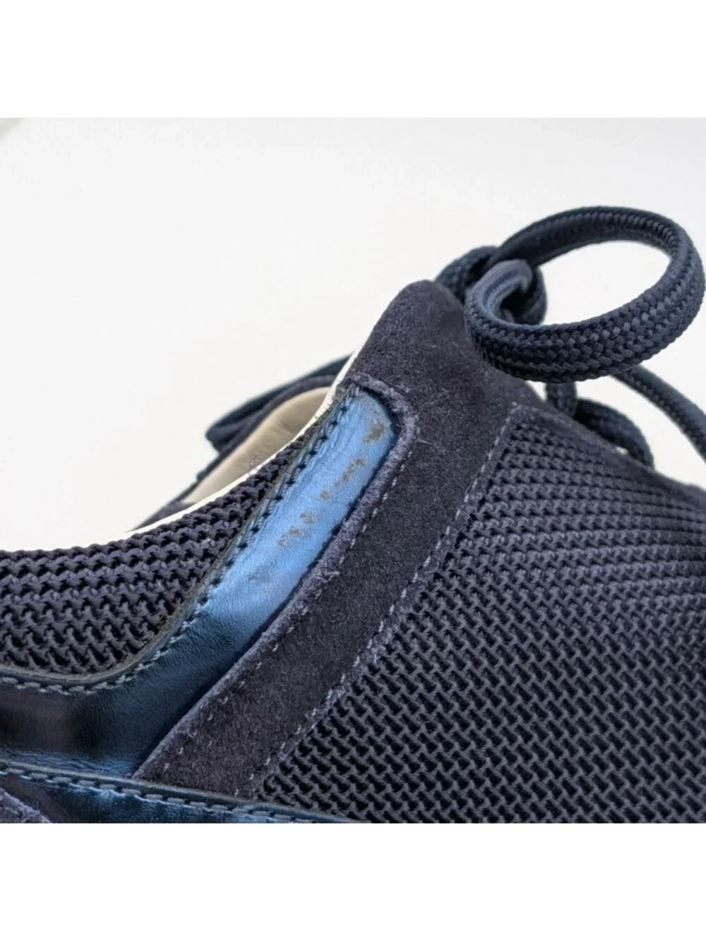 Louis Vuitton Run Away Line Navy Suede Mesh LV Logo Sneakers in Heels